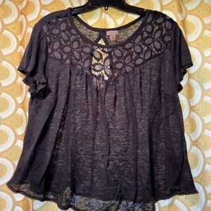 Cape Juby Grey lace floral blouse
